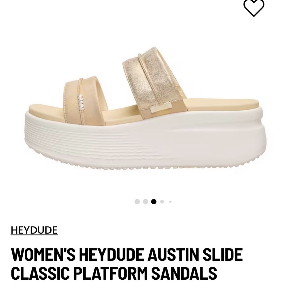 Hey Dude Women's Austin Slide Platform Sandals — Metallic Gold and White - Picture 2 of 6